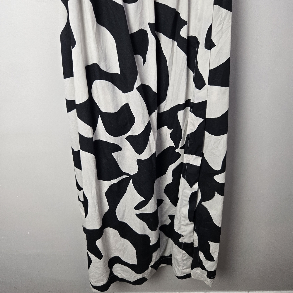 Abercrombie & FItch Black White Abstract One Shoulder Cut Out Maxi Dress Medium - Picture 4 of 11